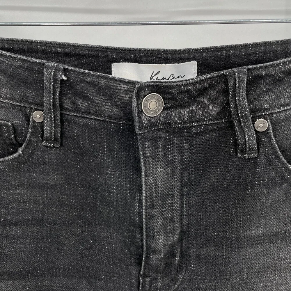 KANCAN Graphite Black High Rise Distressed Mom Jeans Size 26